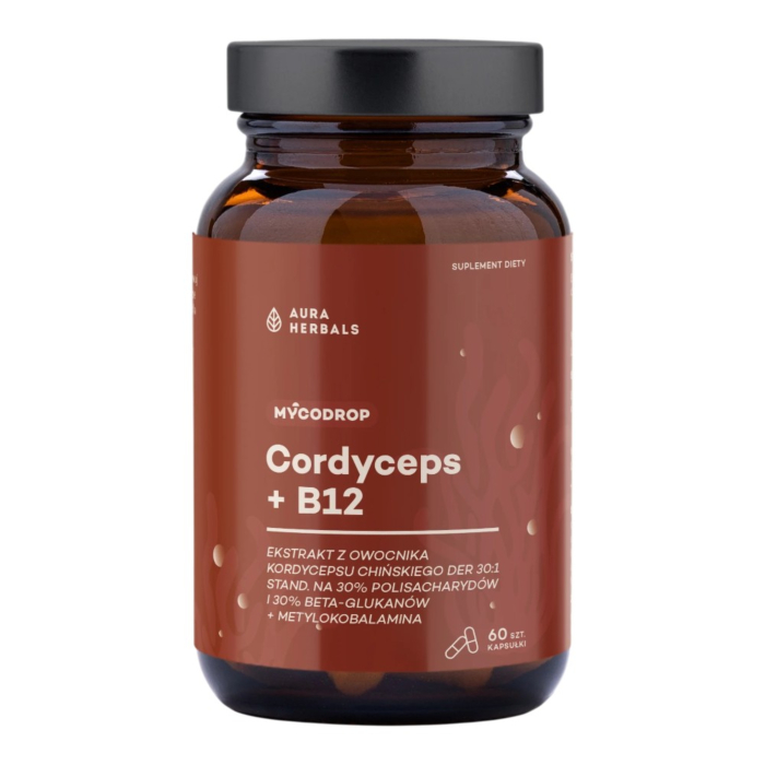 Mycodrop Cordyceps 30:1 + B12 30% Beta-Glukan Kapsułki, 60 szt.
