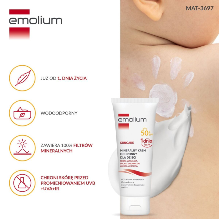 Emolium Suncare Mineralny krem ochronny SPF50+ 