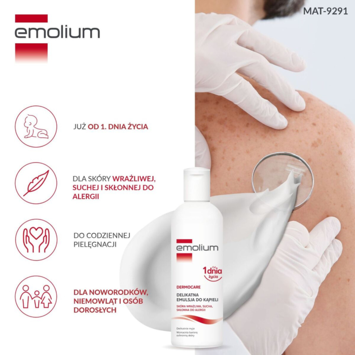 Emolium Dermocare Delikatna emulsja do kąpieli, 200 ml