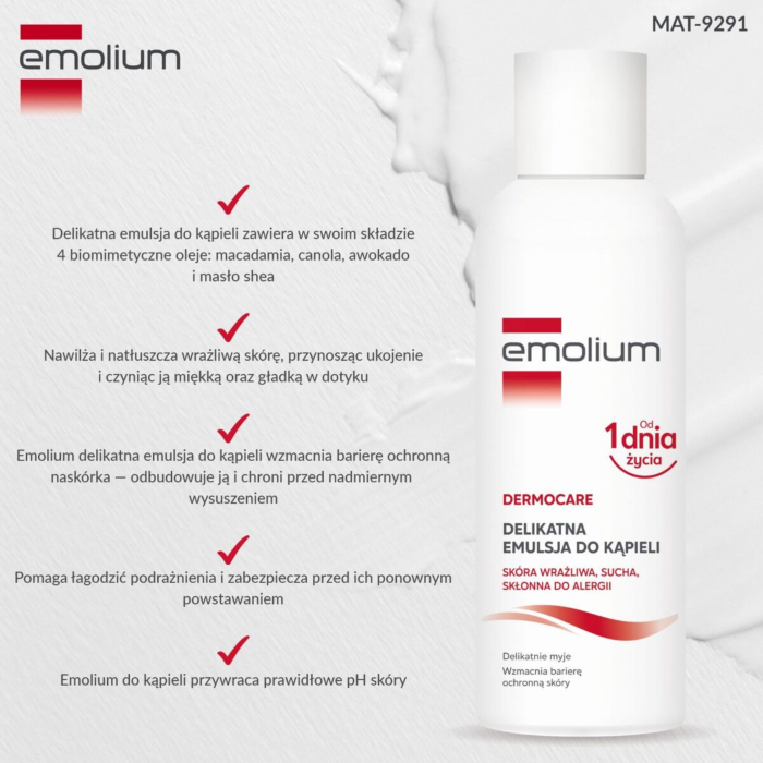 Emolium Dermocare Delikatna emulsja do kąpieli, 400 ml