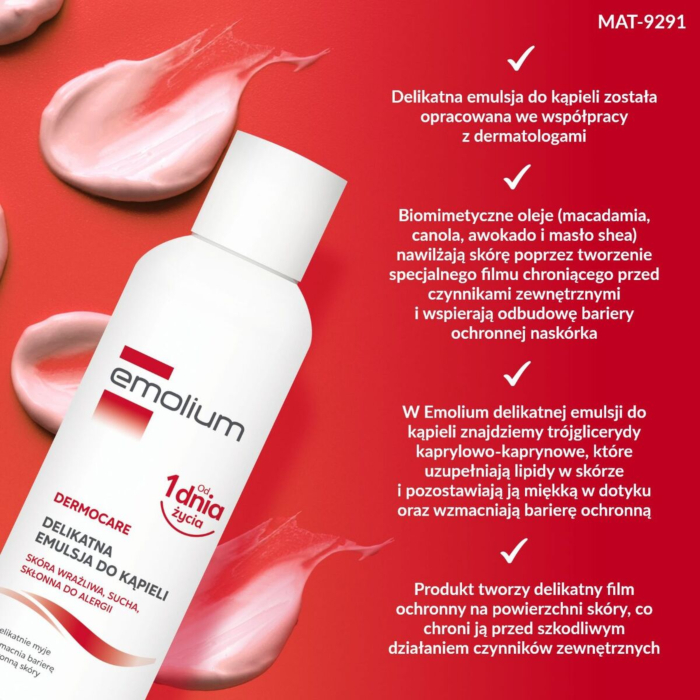 Emolium Dermocare Delikatna emulsja do kąpieli, 400 ml