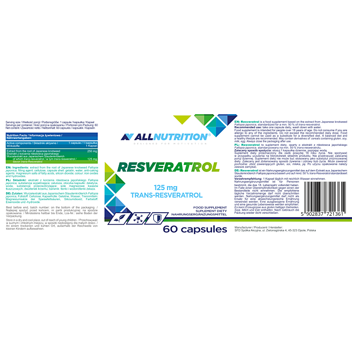 Allnutrition Resveratrol, Kapsułki