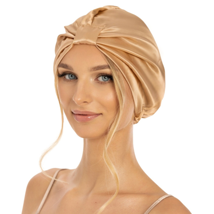 Cat&Cat Jedwabny Turban do włosów Beżowy