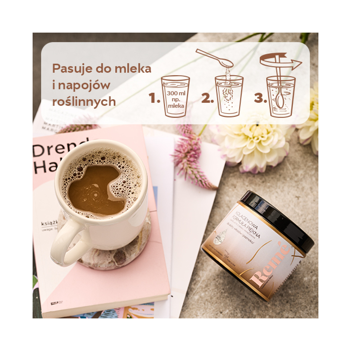 Reme Kolagenowa Formuła Piękna Caffe Latte o Smaku Waniliowym Proszek 150 g