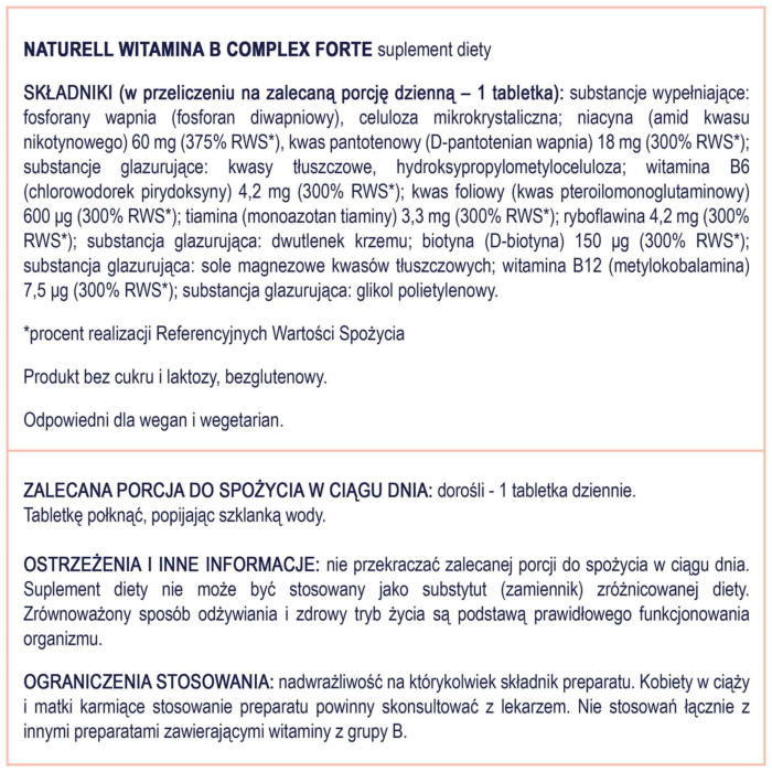 Naturell Witamina B Complex Forte 120 tabletek