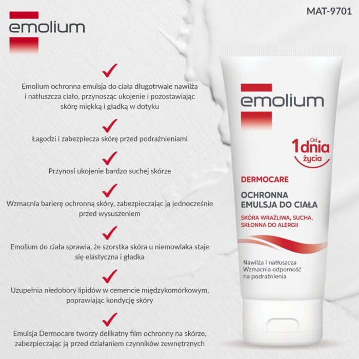 Emolium Dermocare Ochronna emulsja do ciała, 200 ml