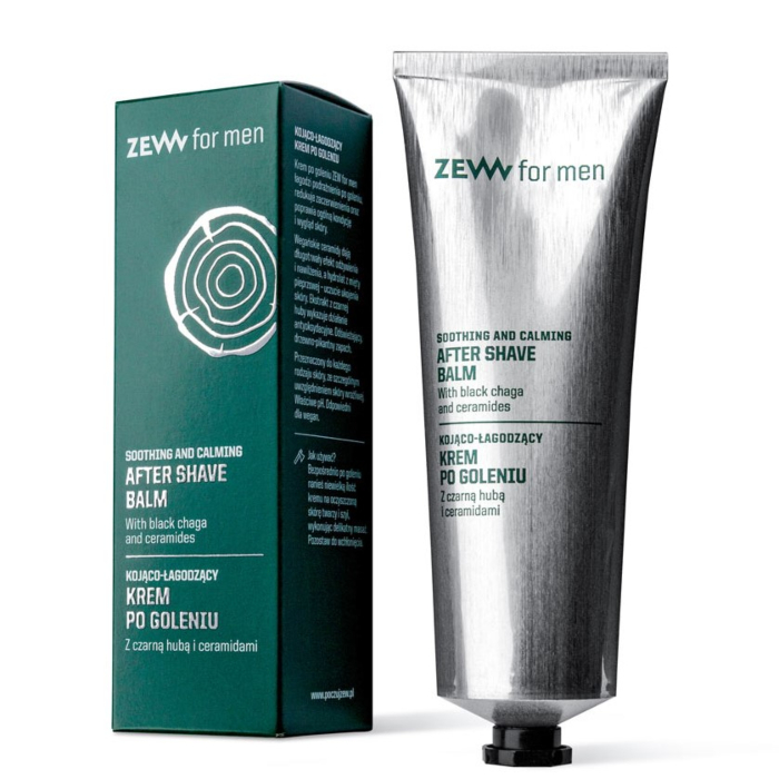 ZEW For Men z Czarną Hubą i Ceramidami - Kojąco-łagodzący Krem po goleniu 80 ml
