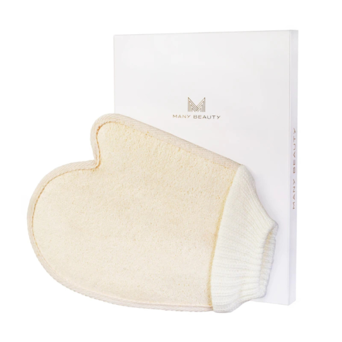 Many Beauty Loofah Exfoliating Bath Mitt peelingująca rękawica do ciała, luffa i bawełna
