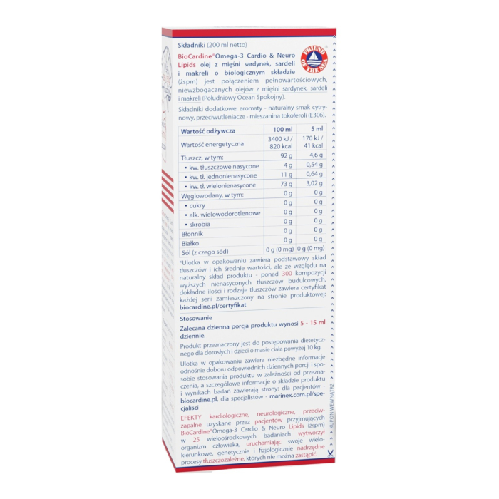BioCardine Omega-3 Cardio & Neuro Lipids Olej, 200 ml
