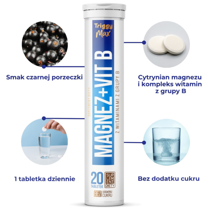 Triggy Tabletki musujące Magnez + Vit B 