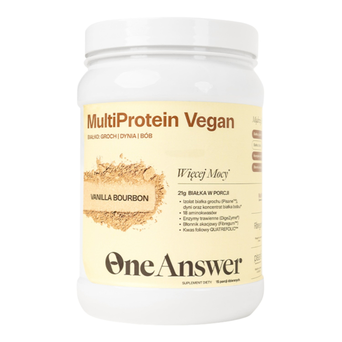 OneAnswer Multiprotein Vegan Vanilla Bourbon Proszek do rozpuszczania, 450 g