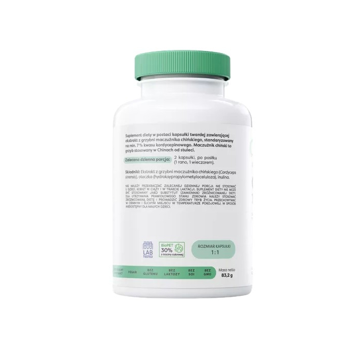 Osavi Cordyceps 1200mg Suplement diety zawierający ekstrakt z grzybni maczużnika chińskiego kapsułki