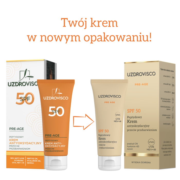 Uzdrovisco Pre-Age SPF50 - Peptydowy krem antyoksydacyjny przeciw przebarwieniom 50ml