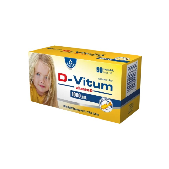 D-Vitum 1000 j.m., Witamina D dla dzieci od 3. roku, Kapsułki twist-off