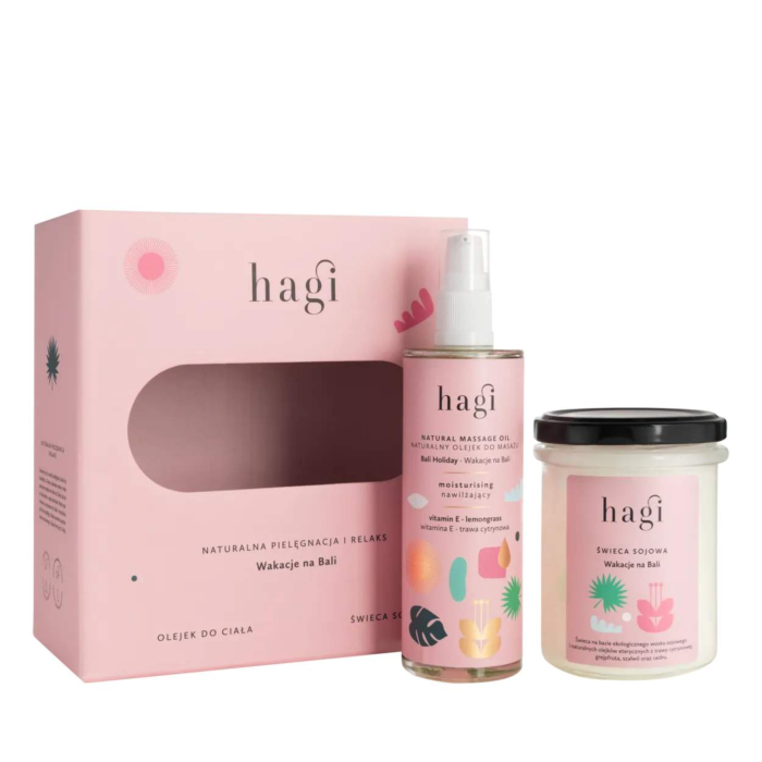 Hagi Zestaw Naturalna Pielęgnacja i Relaks (olejek do masażu + świeca sojowa)