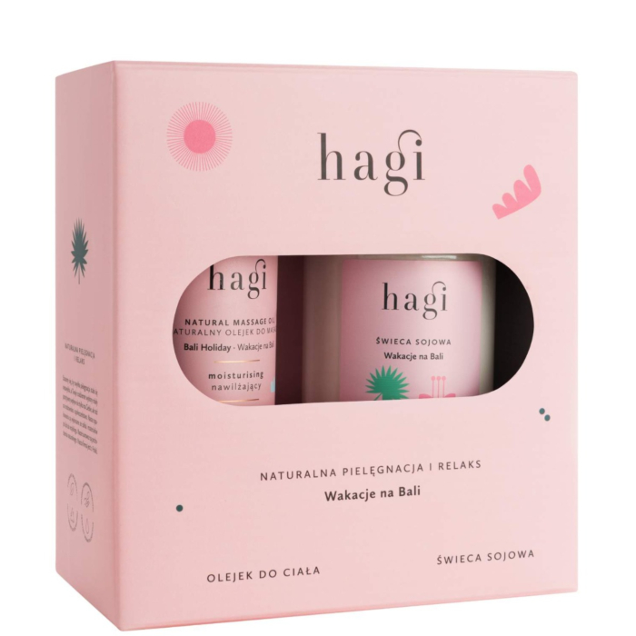 Hagi Zestaw Naturalna Pielęgnacja i Relaks (olejek do masażu + świeca sojowa)
