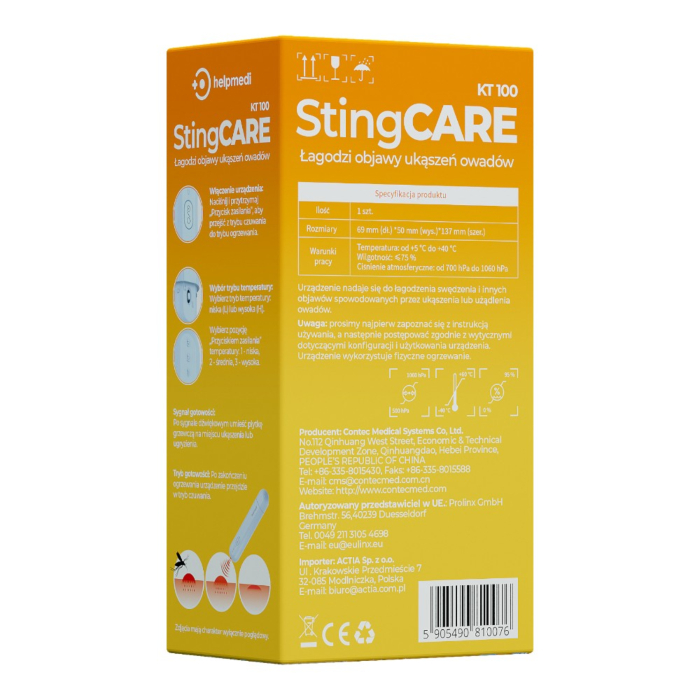 Helpmedi StingCare KT100 Urządzenie łagodzące objawy ukąszeń owadów, 1 szt.