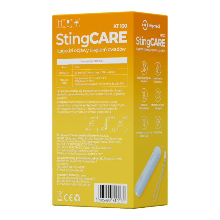 Helpmedi StingCare KT100 Urządzenie łagodzące objawy ukąszeń owadów, 1 szt.