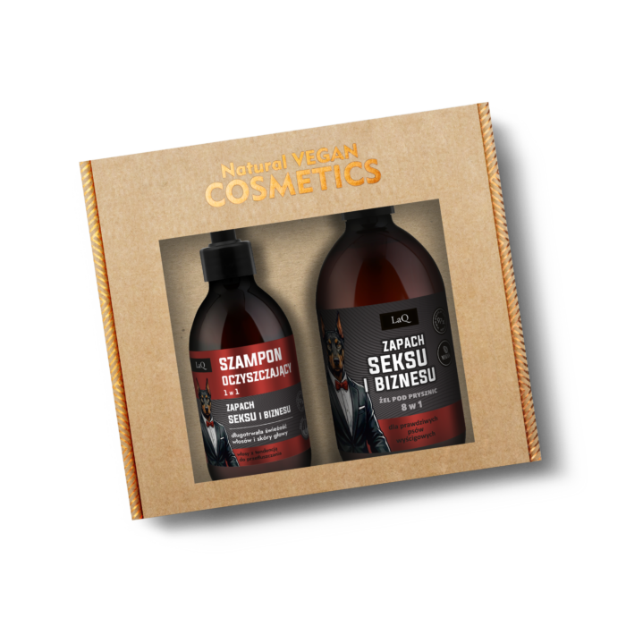 Laq Zestaw Zapach Seksu i Biznesu, czarny mat (szampon 300 ml + żel 500 ml)