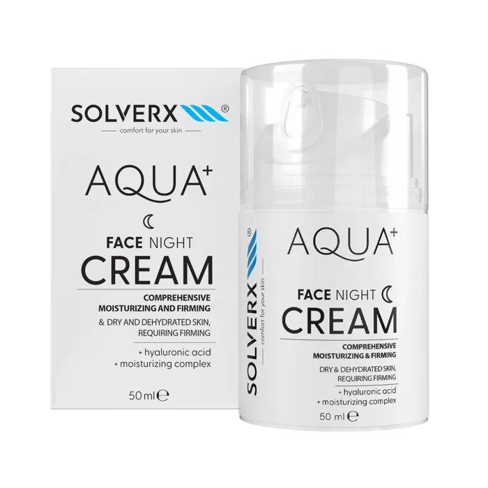 Ночной крем для лица Solverx Aqua+ увлажняющий, для сухой и обезвоженной кожи, 50 мл — фото 2