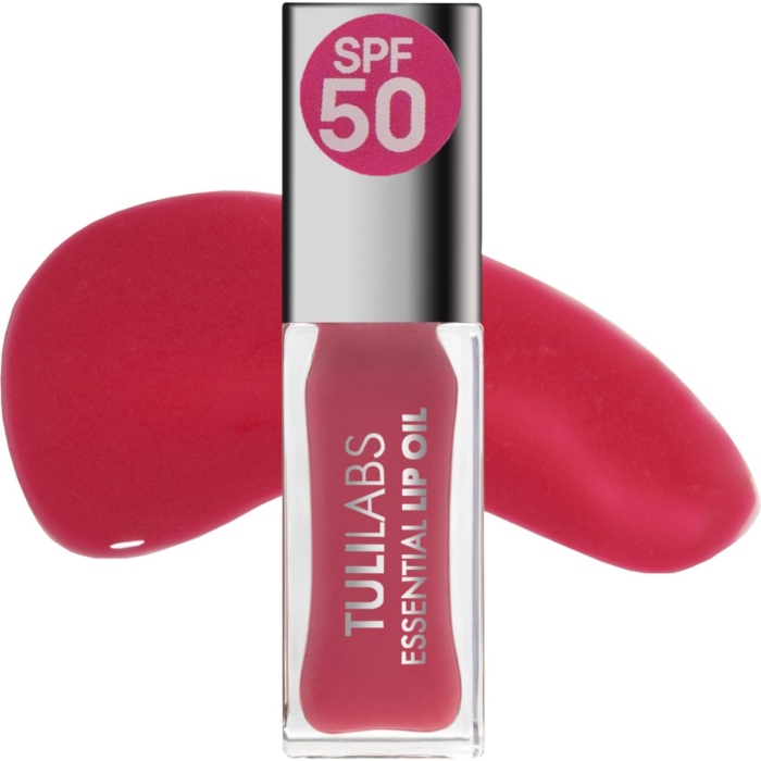 Tuli Labs Essential Lip Oil, Olejek do pielęgnacji ust SPF50, Pinky Mood