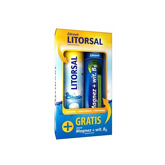 Zdrovit Litorsal / Magnez + Wit. B6 Tabletki musujące, 24 szt. + 24 szt. gratis