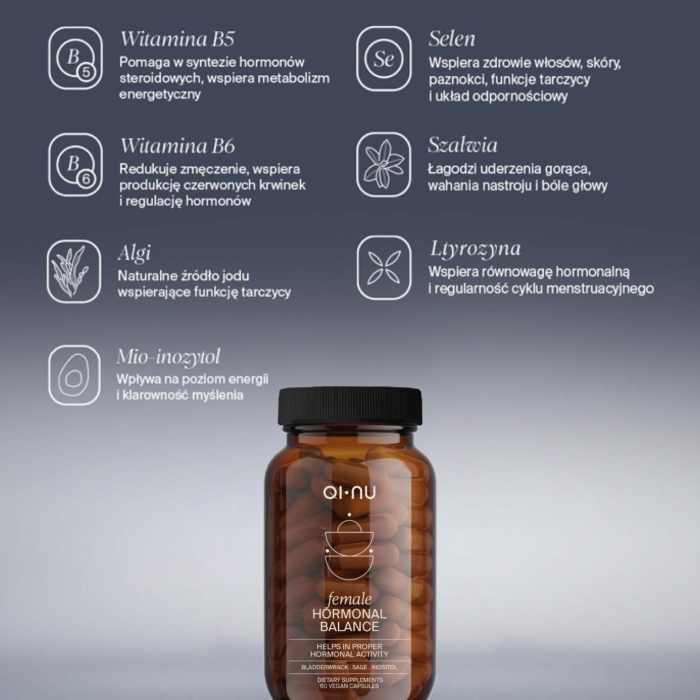 QI-NU Hormonal Balance Suplement diety dla Kobiet, kapsułki 60 szt.
