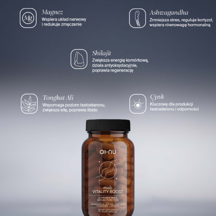 QI-NU Vitality Boost Suplement  dla Mężczyzn, kapsułki 60 szt.