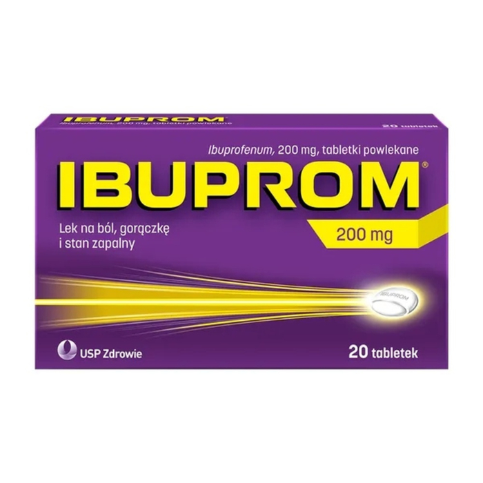 Ibuprom 200mg Tabletki przeciwbólowe i przeciwgorączkowe, 20 tabl.