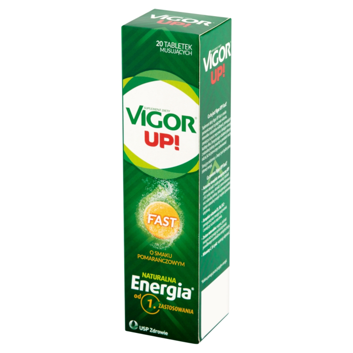 Vigor UP! Fast, Zestaw witamin i minerałów, Smak pomarańczowy, Tabletki musujące