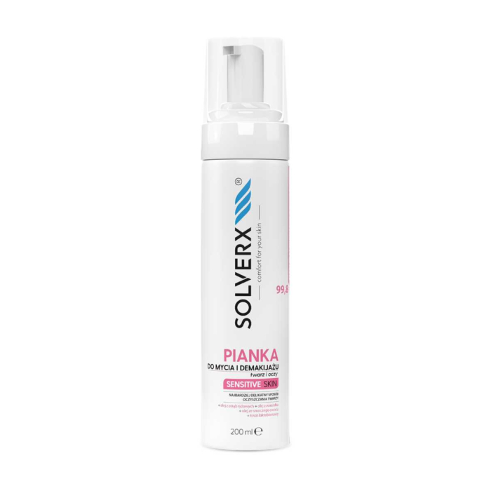 Solverx Sensitive Skin - Pianka do mycia twarzy i demakijażu 200ml