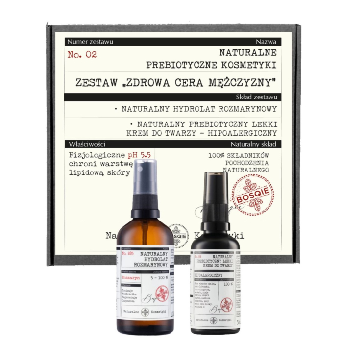 Bosqie Zestaw Zdrowa Cera Mężczyzny (Hydrolat rozmarynowy 100ml + Krem bezzapachowy 50ml)