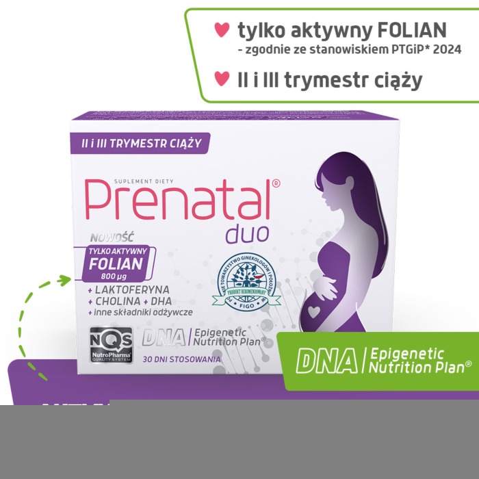 Prenatal Duo, Suplement diety dla kobiet od 13. tygodnia ciąży do końca karmienia piersią, Kapsułki twarde + kapsułki żelatynowe
