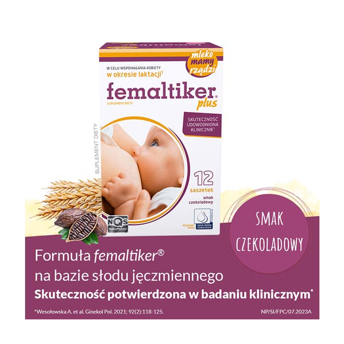 Femaltiker Plus Smak czekoladowy Proszek w saszetkach, 12 szt.