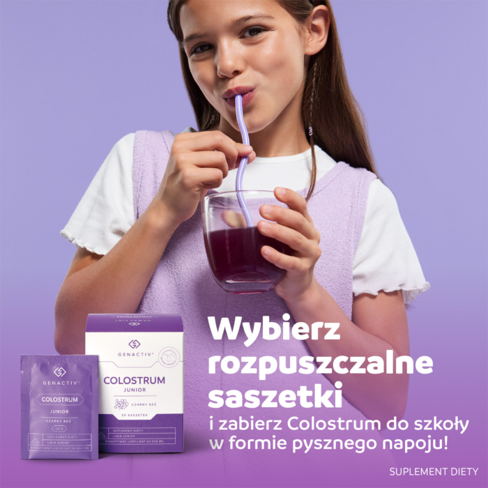 Genactiv Colostrum Junior Czarny Bez, Saszetki z proszkiem do rozpuszczania