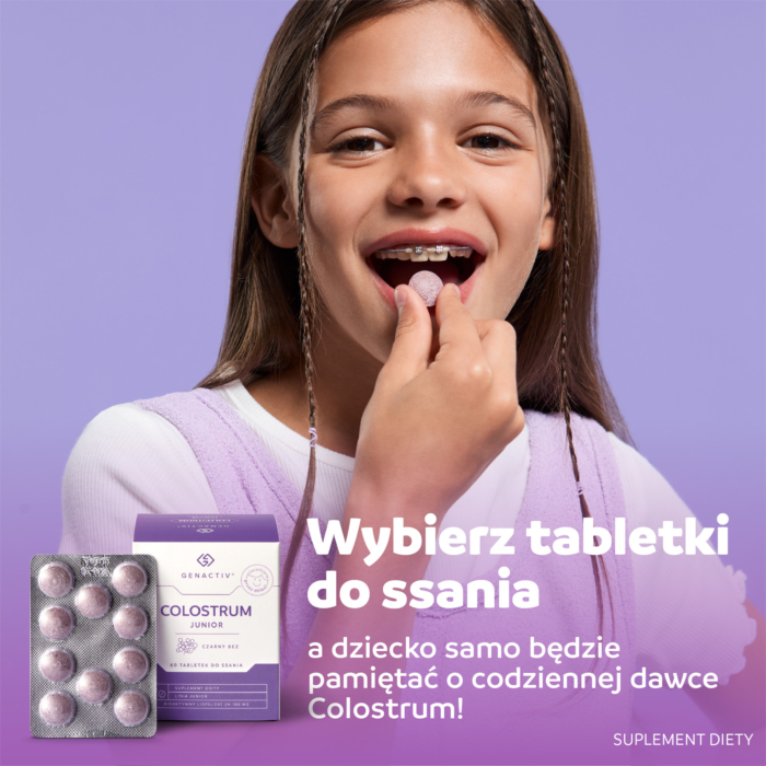 Genactiv Colostrum Junior Czarny Bez, Tabletki do ssania