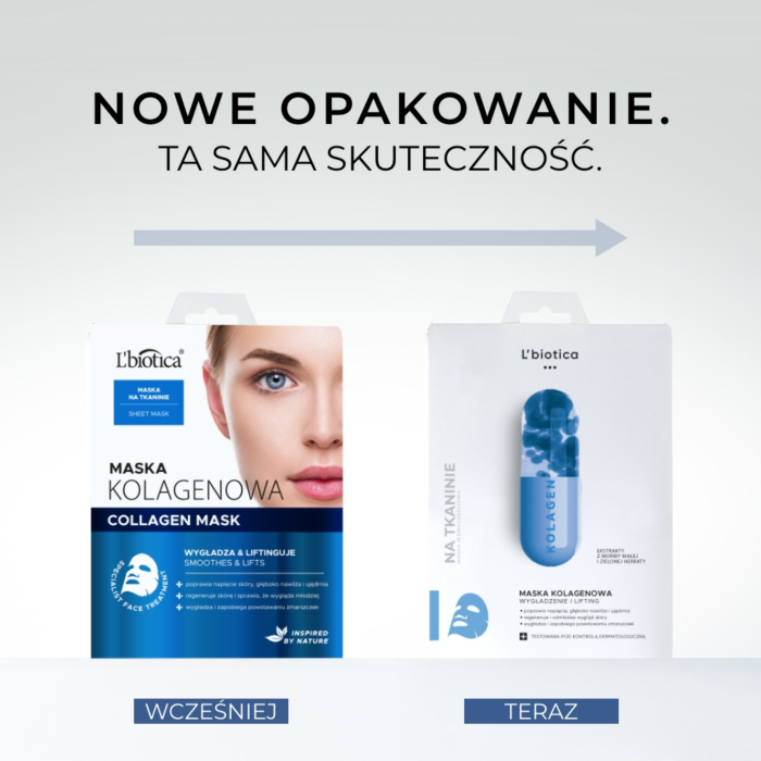 L'biotica Maska kolagenowa na tkaninie - wygładza i liftinguje