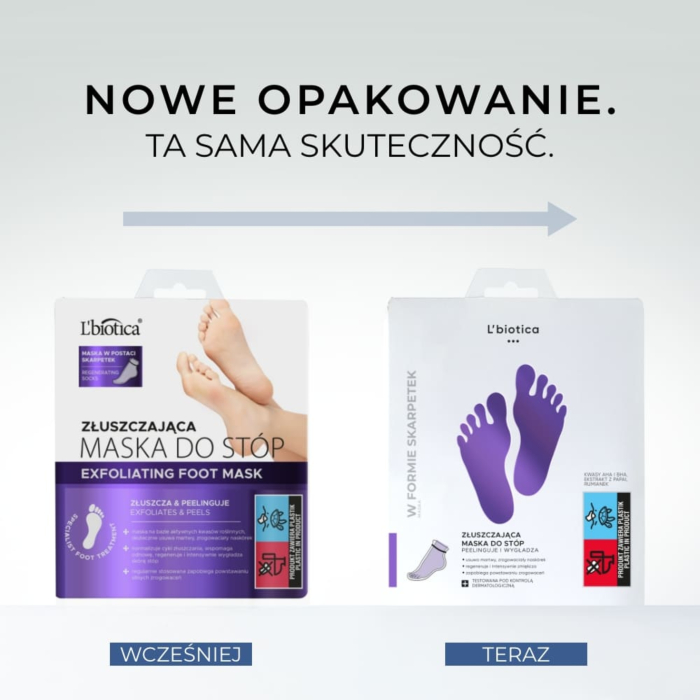 L'biotica Złuszczająca maska do stóp w postaci nasączonych skarpetek 