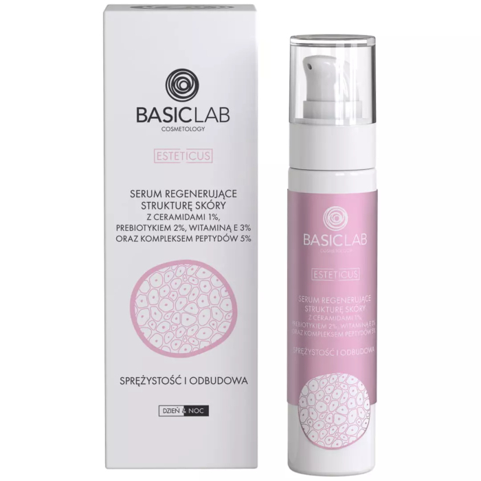 BasicLab Esteticus Serum regenerujące z ceramidami 1% i kompleksem peptydów 5%, 50 ml