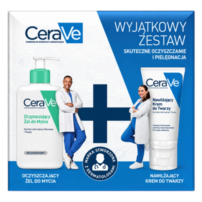 CeraVe Face Care Zestaw do pielęgnacji: Oczyszczający Żel do mycia 236 ml + Nawilżający krem do twarzy 52 ml