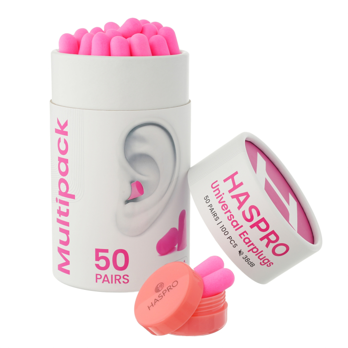 Haspro Tube, Stopery do uszu piankowe, Kolor różowy