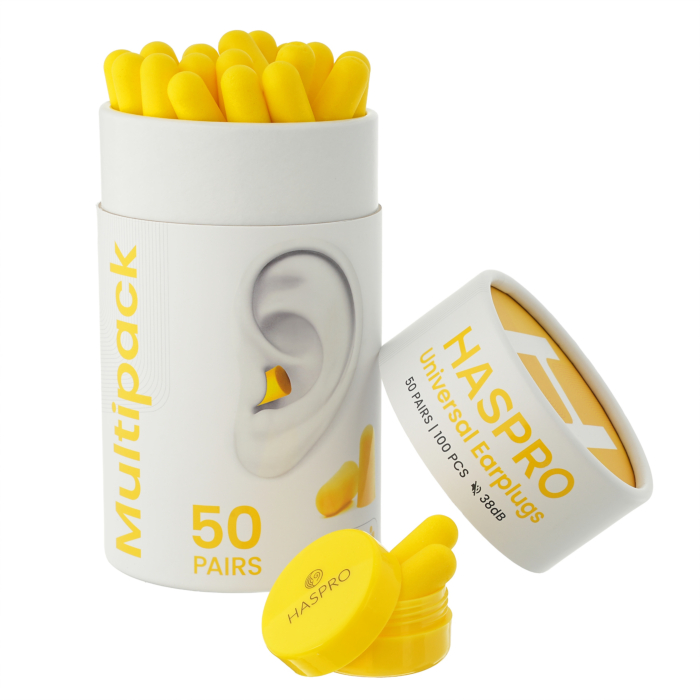 Haspro Tube, Stopery do uszu piankowe, Kolor żółty