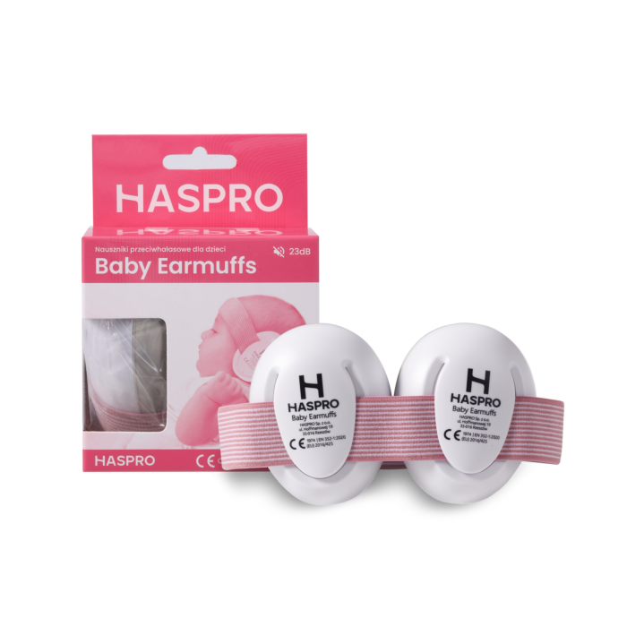 Haspro Baby Earmuffs Girl Nauszniki ochronne dla dzieci w wieku 0-3 lat, Różowe 1 szt.
