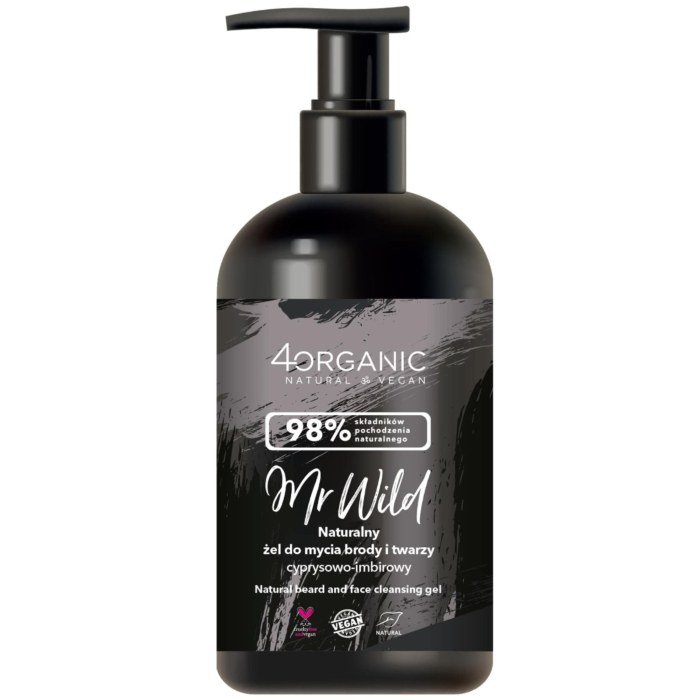 4Organic Mr Wild Naturalny Żel do mycia Brody i Twarzy Cyprysowo-Imbirowy