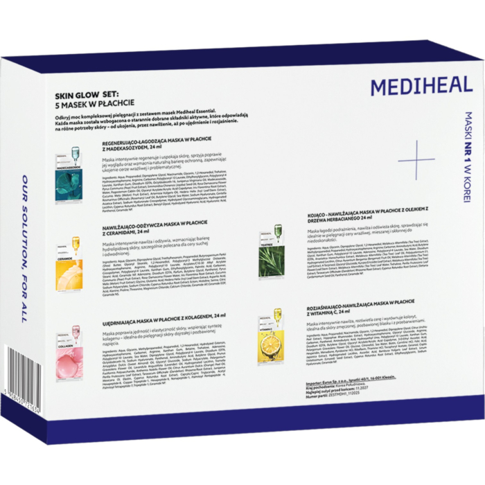 Mediheal zestaw: Maski w płachcie Essential, 5szt