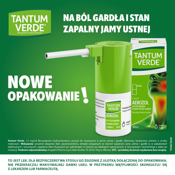 Tantum Verde 1,5 mg/ml, Aerozol do stosowania w jamie ustnej i gardle