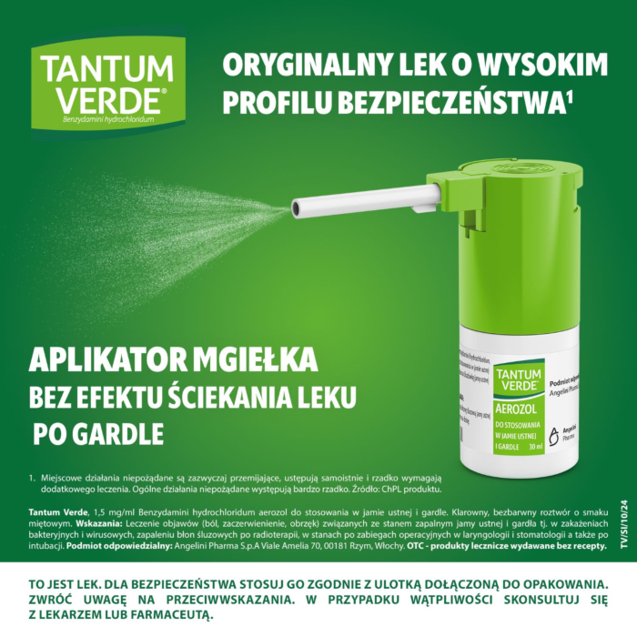 Tantum Verde 1,5 mg/ml, Aerozol do stosowania w jamie ustnej i gardle