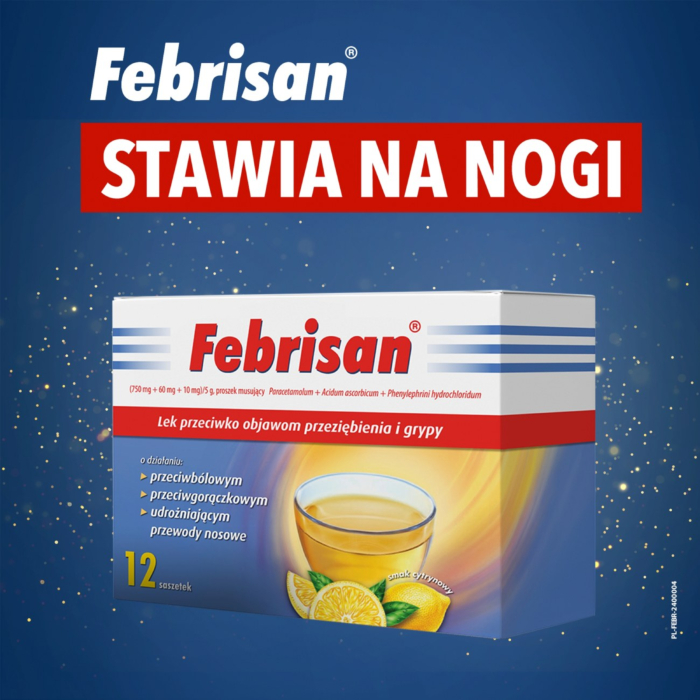 Febrisan (750 mg + 60 mg + 10 mg)/5 g 12 sasz.