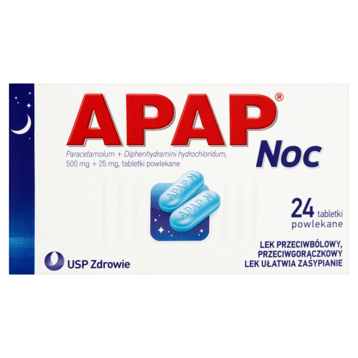 Apap Noc 500 mg + 25 mg 24 Tabletek powlekanych 