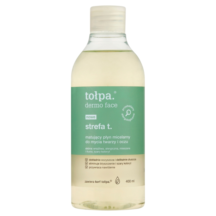 Tołpa Dermo Face Strefa T matujący płyn micelarny do mycia twarzy i oczu 400ml